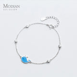 Whale Fish 925 Silver Enamel Pattern Chain Bracelet