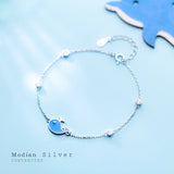 Whale Fish 925 Silver Enamel Pattern Chain Bracelet