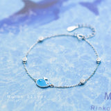 Whale Fish 925 Silver Enamel Pattern Chain Bracelet