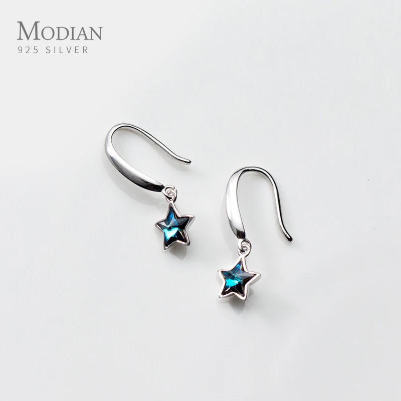 Sterling Silver Stars Crystal Dangle Earring for Women