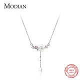 925 Silver Zircon Shell Flower Tassel Pendant