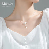 925 Silver Zircon Shell Flower Tassel Pendant