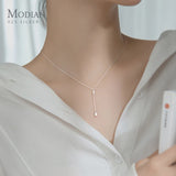 925 Silver Water Drop & Square Zircon Pendant for Women