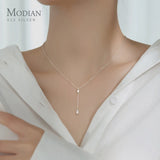 925 Silver Water Drop & Square Zircon Pendant for Women