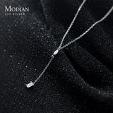 925 Silver Water Drop & Square Zircon Pendant for Women