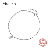 Pearl 100% 925 Silver Anklet Women Chain Korea Style Fine Jewelry