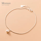 Pearl 100% 925 Silver Anklet Women Chain Korea Style Fine Jewelry