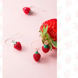 Crystal Strawberry Drop Earrings 925 Silver Dangle Jewelry