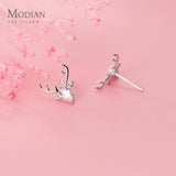 Zircon Animal Antlers Silver Earring Elk Pattern Ear Pin