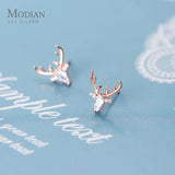 Zircon Animal Antlers Silver Earring Elk Pattern Ear Pin