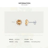 Champagne Zirconia Stud Earrings 925 Sterling Silver Hypoallergenic