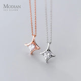 Geometric Star Rose Chain Necklace Pendant 925 Sterling Silver Jewelry