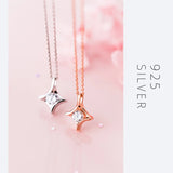 Geometric Star Rose Chain Necklace Pendant 925 Sterling Silver Jewelry
