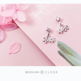 925 Silver Enamel Zirconia Swing Stud Earrings