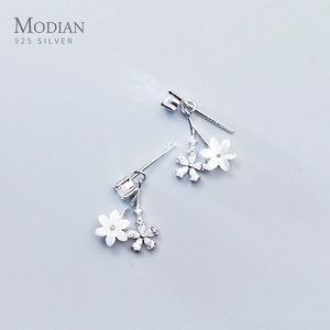 925 Silver Enamel Zirconia Swing Stud Earrings