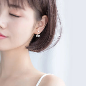 925 Silver Enamel Zirconia Swing Stud Earrings