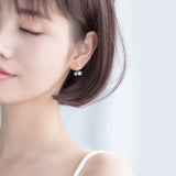 925 Silver Enamel Zirconia Swing Stud Earrings
