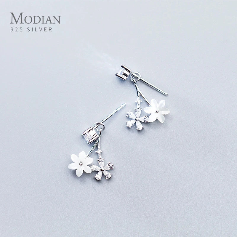 925 Silver Enamel Zirconia Swing Stud Earrings