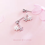 925 Silver Enamel Zirconia Swing Stud Earrings