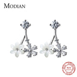 925 Silver Enamel Zirconia Swing Stud Earrings