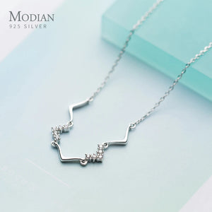 Geometric Clear CZ Choker Necklace 925 Sterling Silver Gift for Women