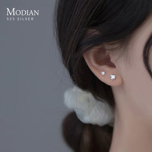 925 Silver CZ Hearts Earrings Women Wedding Jewelry