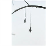925 Silver Tree Leaf Tassel Drop Earrings Romantic Gift