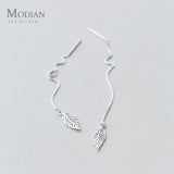 925 Silver Tree Leaf Tassel Drop Earrings Romantic Gift