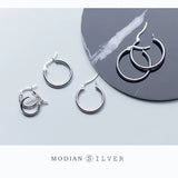 925 Silver Big Round Hoop Earrings Classic Wedding Jewelry