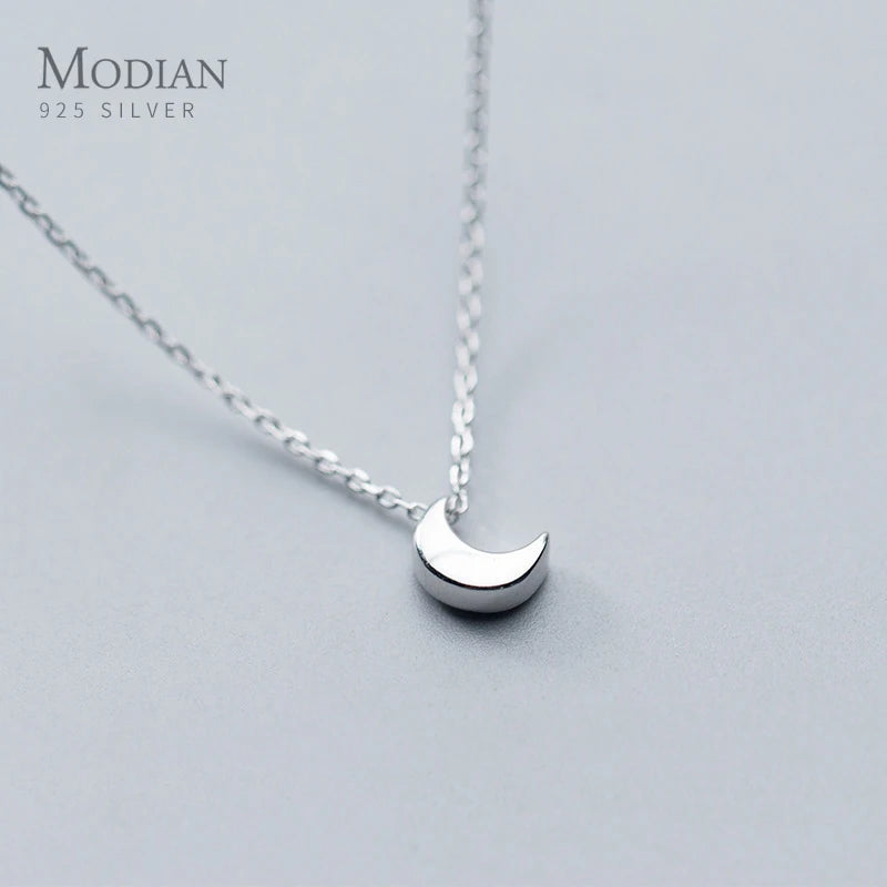 Sterling Silver Crescent Pendant Necklace