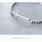 925 Silver Cross Charm Bracelet Bangle Women Party Gift