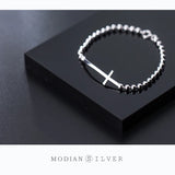 925 Silver Cross Charm Bracelet Bangle Women Party Gift