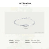 925 Silver Geometric Hollow Link Lock Bracelet Zirconia Chain