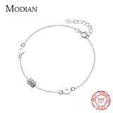 925 Silver Geometric Oval Round Bracelet for Women