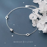 925 Silver Geometric Oval Round Bracelet for Women