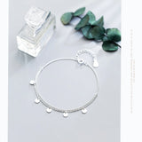 925 Silver Round Sequins Double Chain Bracelet Women Korea Style Jewelry
