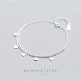 925 Silver Round Sequins Double Chain Bracelet Women Korea Style Jewelry