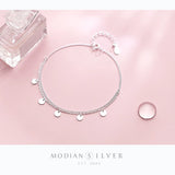 925 Silver Round Sequins Double Chain Bracelet Women Korea Style Jewelry