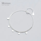 925 Silver Round Sequins Double Chain Bracelet Women Korea Style Jewelry