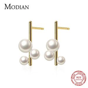 925 Silver Pearl Geometric Stud Earring