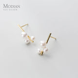 925 Silver Pearl Geometric Stud Earring