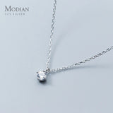 Classic CZ Zircon Round Pendant Necklace 925 Sterling Silver Crystal Jewelry