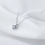 Classic CZ Zircon Round Pendant Necklace 925 Sterling Silver Crystal Jewelry