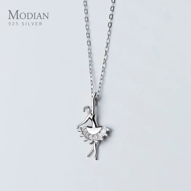 Classic Ballet Fairy Pendant Necklace for Women