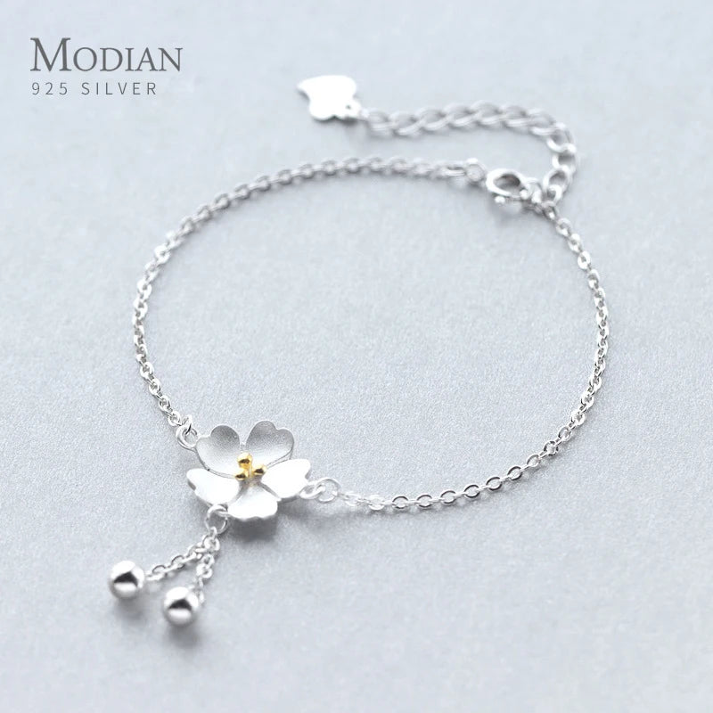 Sterling Silver Daisy Chain Bracelet for Women