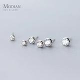 Clear CZ Round Studs Earrings 925 Sterling Silver