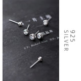 Clear CZ Round Studs Earrings 925 Sterling Silver