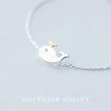 925 Sterling Silver Girls Charm Chain Bracelet Baleine Fish Jewelry