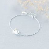 925 Sterling Silver Girls Charm Chain Bracelet Baleine Fish Jewelry