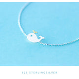 925 Sterling Silver Girls Charm Chain Bracelet Baleine Fish Jewelry